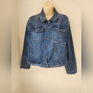 Curve Appeal- Women's L Jacket  Classic Blue Denim Jacket 81%Cotton Stretch